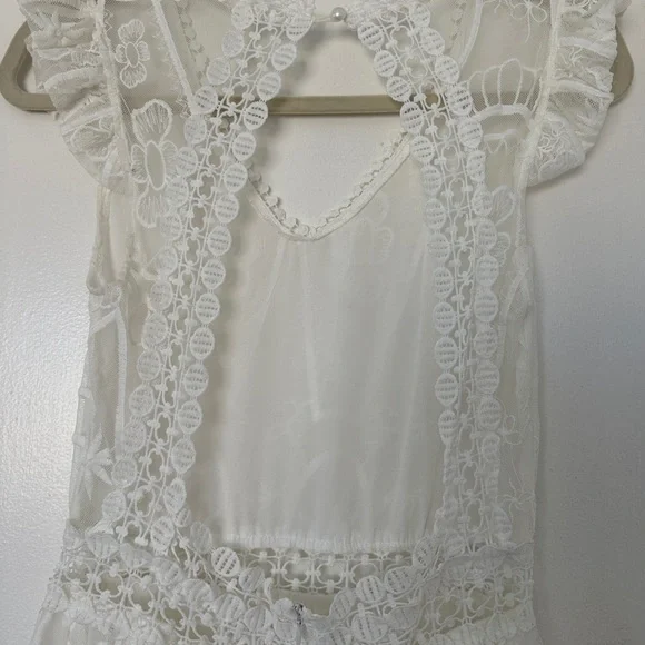 For Love and  Lemons bridal shower or wedding dress, white lace, bridal gown, S - Picture 11 of 13